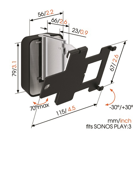 VOGEL´S Vogel's SOUND 4203 Lautsprecher-Wandhalterung für Sonos Play:3 ´, Wandhalter, Schwarz