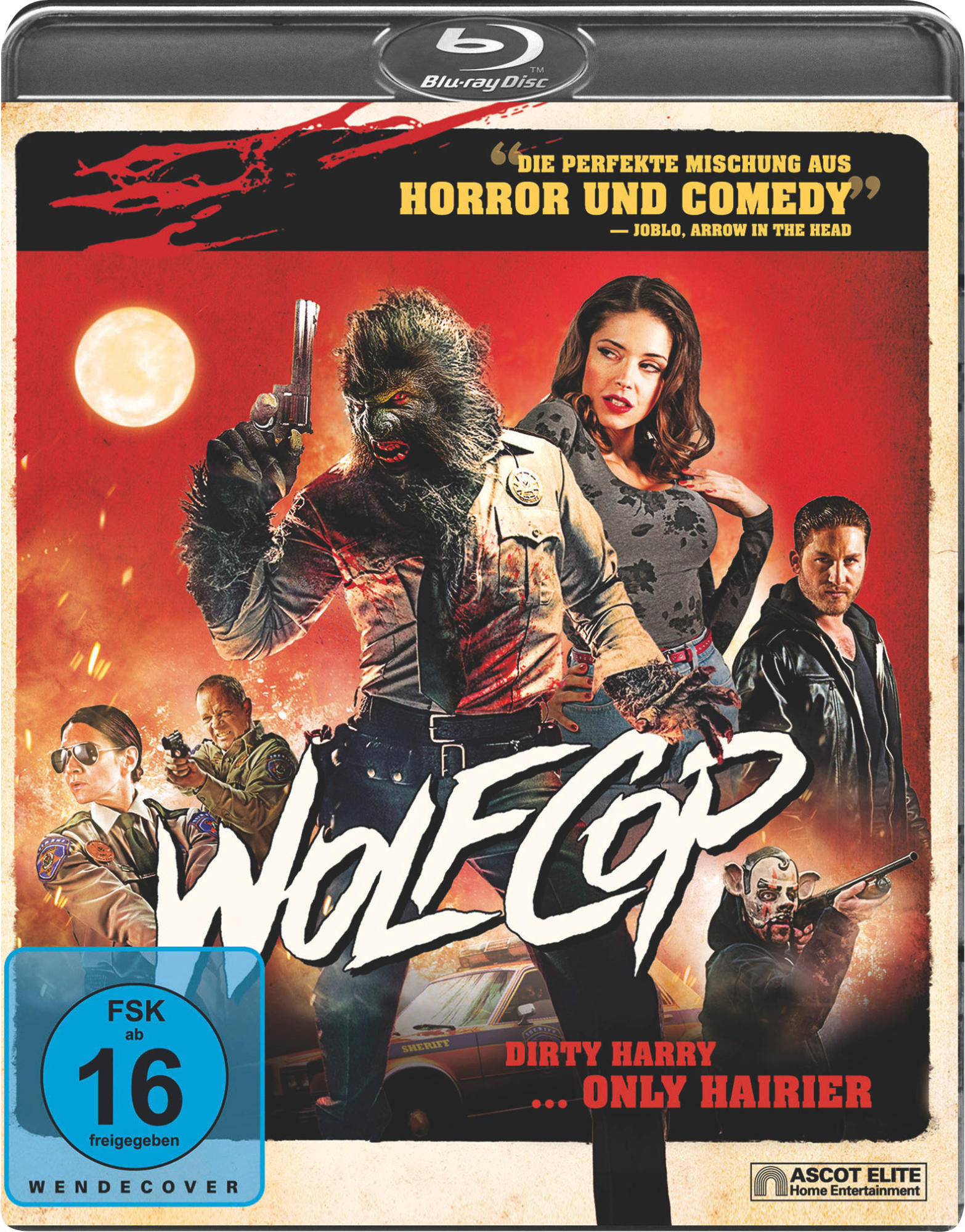 DVD-Cover mit einem Werwolf und einer Frau. Titel: WolfCop.