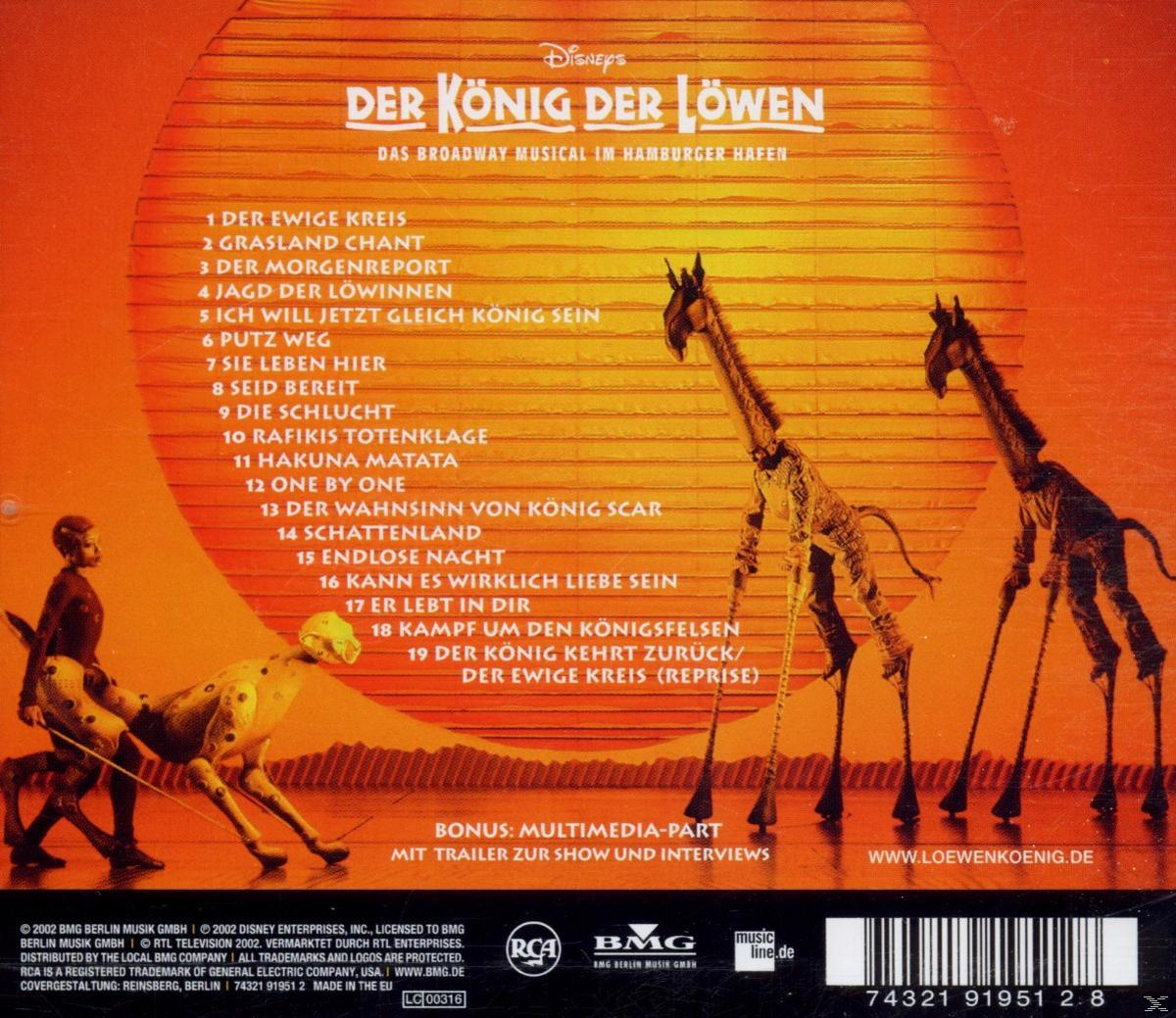 Rückseite einer CD-Hülle mit Giraffen und Text für ein Musical.