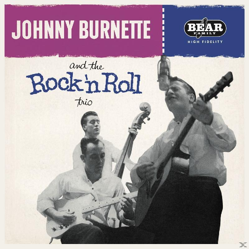 Johnny Burnette and the Rock 'n' Roll Trio album borítója, három férfi hangszerekkel.