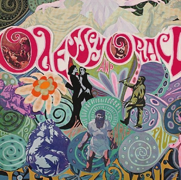Albumcover mit farbenfroher abstrakter Kunst, Figuren und Schrift.