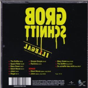 Albumcover mit gelbem Text, schwarzem Hintergrund und Titelliste.