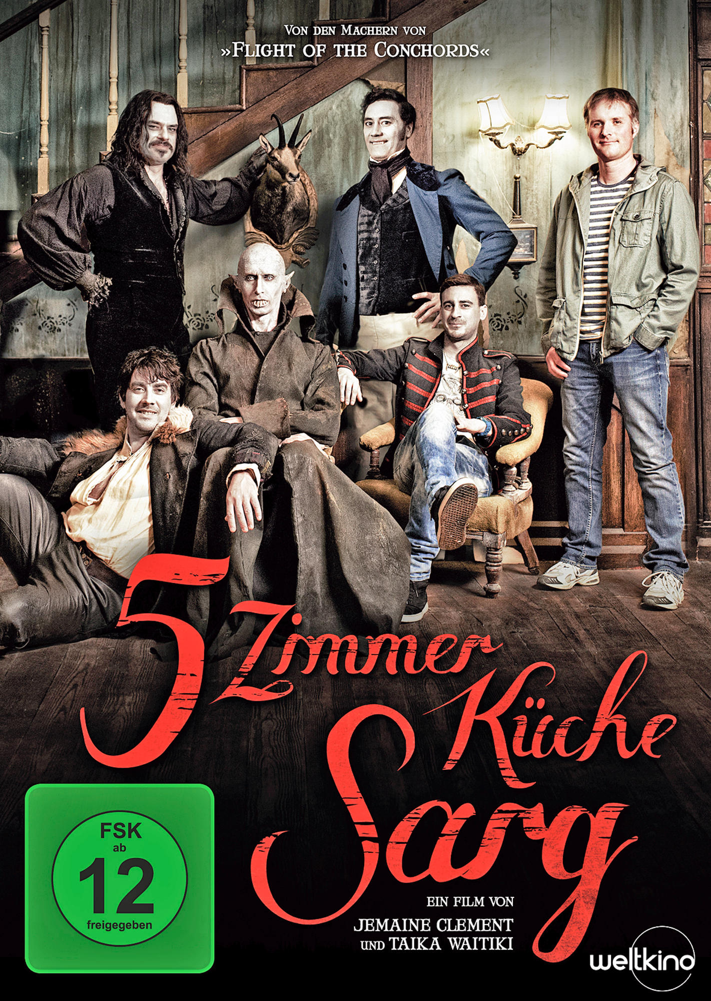 DVD-Cover für "5 Zimmer Küche Sarg" mit einer Gruppe von Männern. Der Titel ist auf Deutsch.