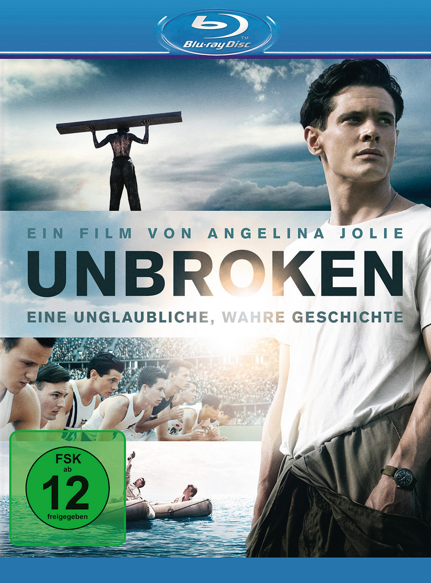 Filmplakat mit einem Mann, der nach oben schaut. Der Text lautet 'Unbroken'.
