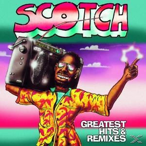 Albumcover mit Titel 'SCOTCH', Mann mit Ghettoblaster, und 'Greatest Hits & Remixes'.