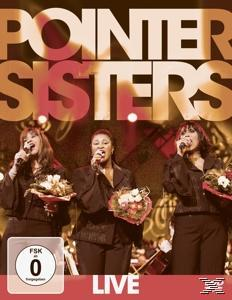 DVD-Cover mit drei Sängerinnen. Live-Performance. The Pointer Sisters.