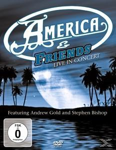 DVD-Cover für America & Friends Live in Concert. Palmen und Vollmond. Blau- und Schwarztöne.