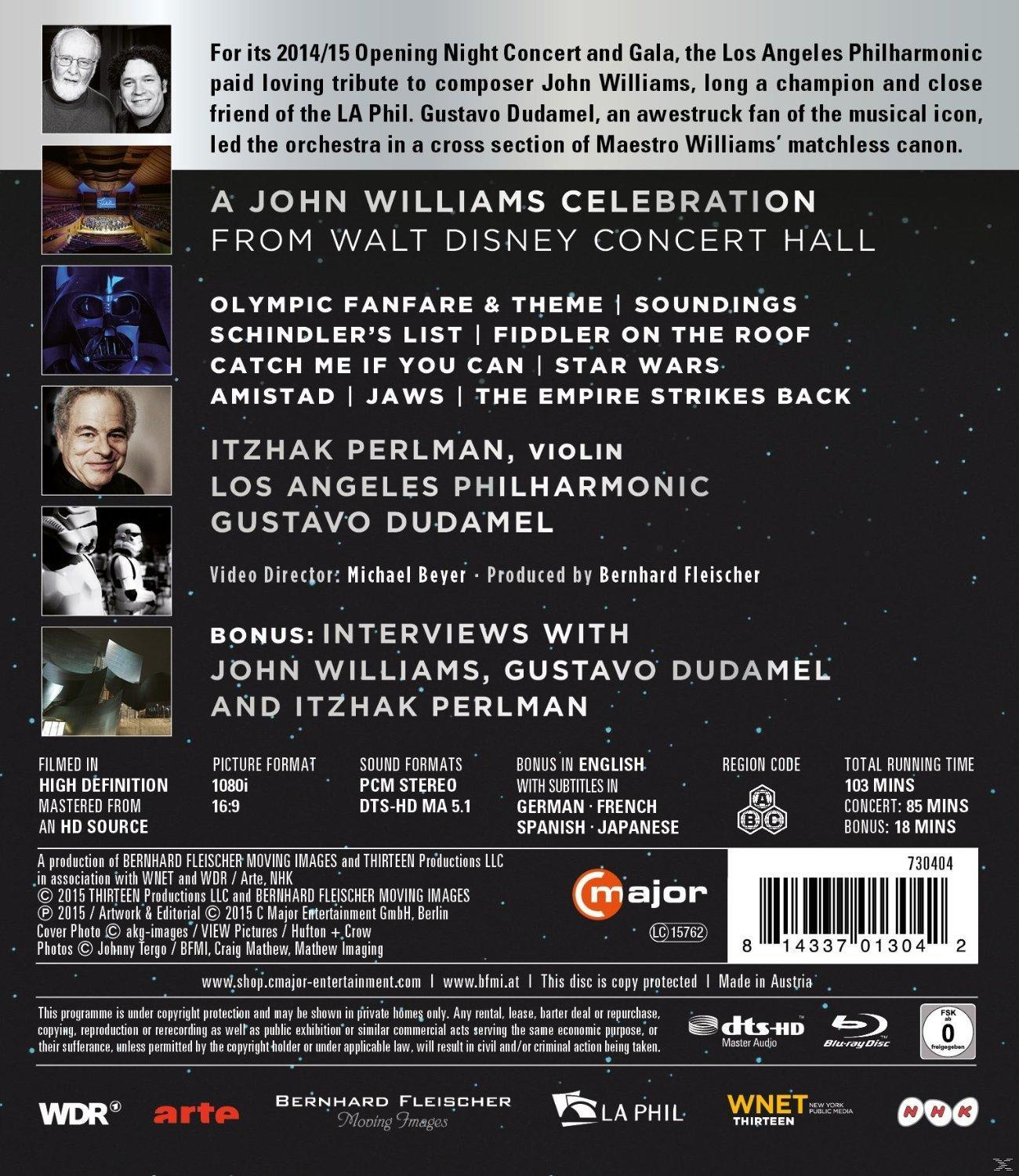 DVD-Rückseite mit Text und Bildern über ein John Williams Celebration Konzert.