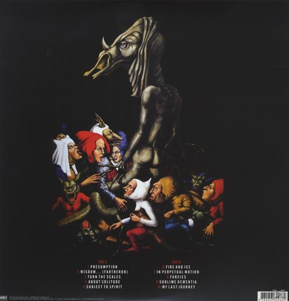 Albumcover mit dunklem Hintergrund und Figuren. Text auf dem Albumcover. Figuren scheinen dämonisch zu sein.