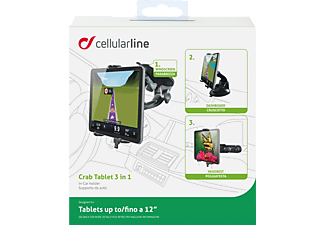 CELLULARLINE cellularline Crab Tablet 3 In 1 - Supporto per auto - Per tablet fino a 12" - Nero - montatura (Nero)