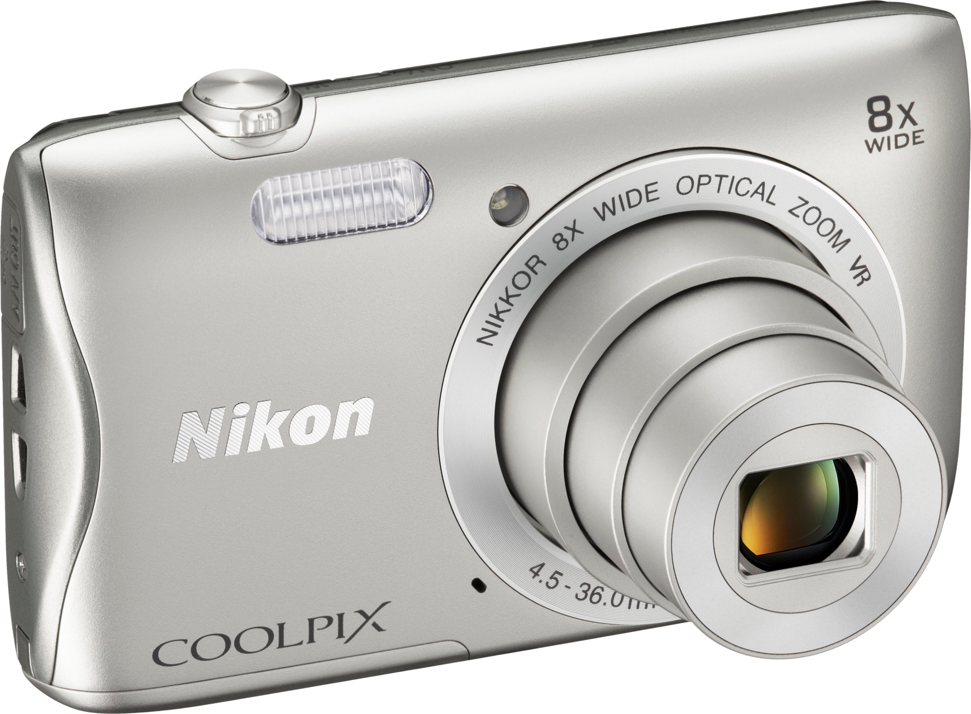 NIKON Coolpix S3700 ezüst digitális fényképezőgép + 8GB SD kártya