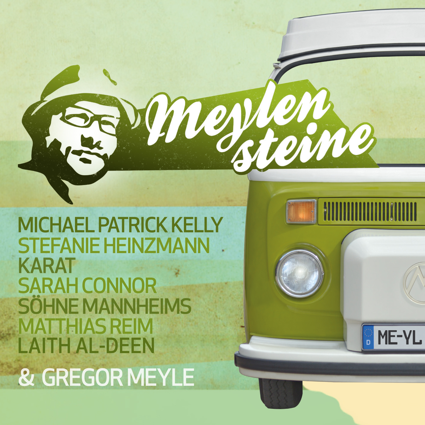 Albumcover: grüner und weißer Van mit Künstlernamen und Trackliste.
