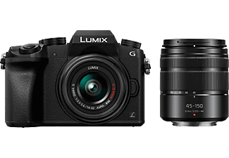 PANASONIC Lumix G DMC-G70W, 14-42mm+45-150mm, 16 MP, Noir - Appareil photo à objectif interchangeable Noir