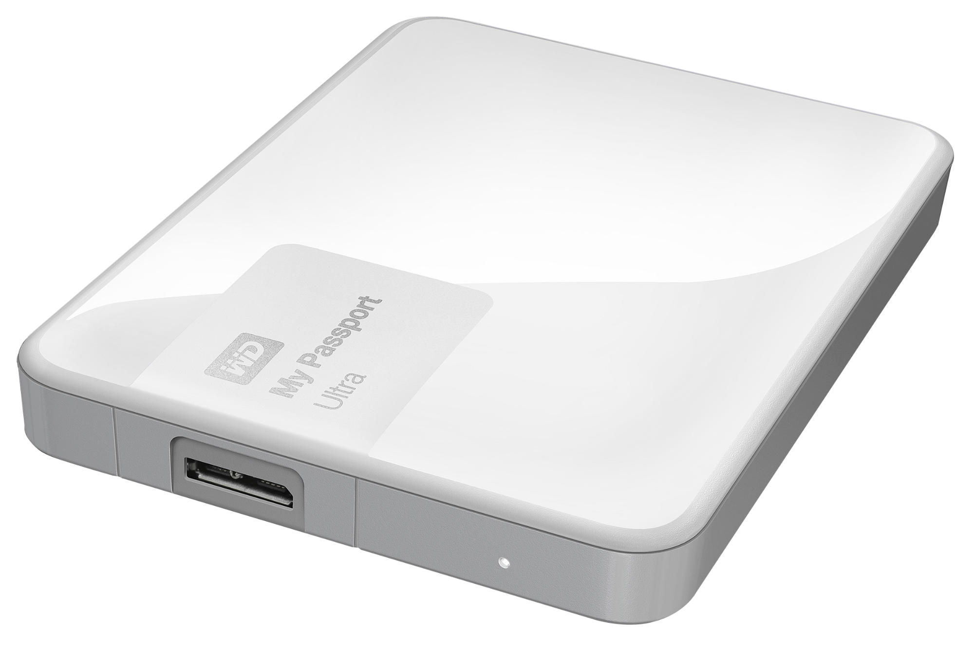 Disco duro externo 2 TB - Western Digital Passport Ultra, Blanco + Funda
