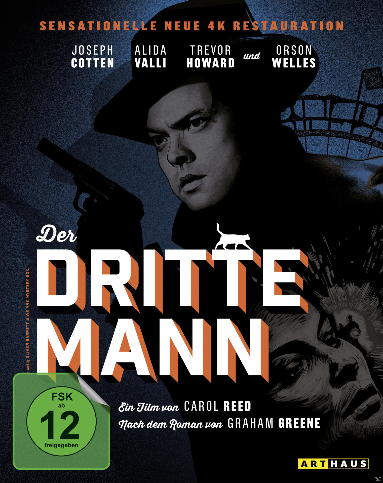 Der Dritte Mann DVD-Cover. Ein Mann mit Hut hält eine Waffe. Anderes Gesicht darunter.