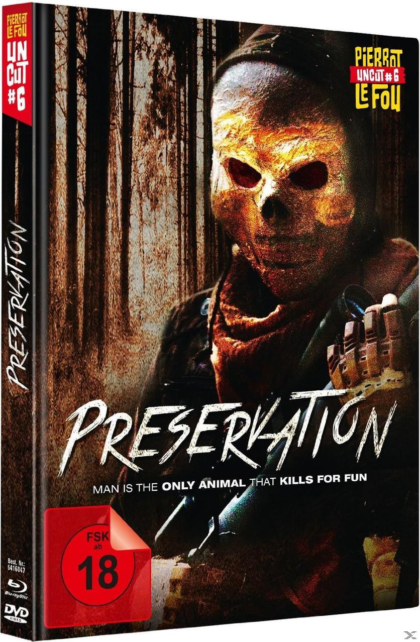 DVD-Cover: Person mit Maske, Titel 'PRESERKATION', mit 'FSK 18' Bewertung.