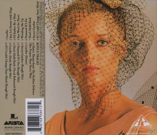 Albumcover: Frau mit Netzschleier, Nahaufnahme. Text und Titelliste. Beige- und Brauntöne.