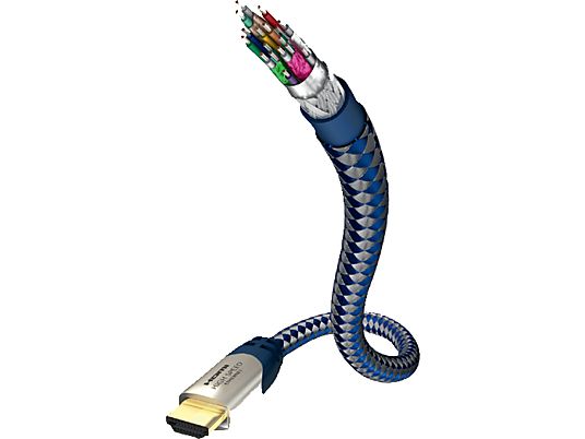 INAKUSTIK Premium High Speed HDMI Cable, 2 m, bleu / argent - câble HDMI. (Bleu/Argent)