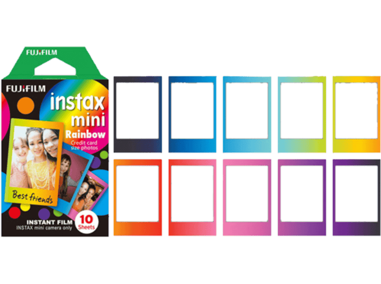 Schuldig Glimlach Schuine streep FUJIFILM Colorfilm Instax Mini Rainbow film 10 db / csomag - MediaMarkt  online vásárlás