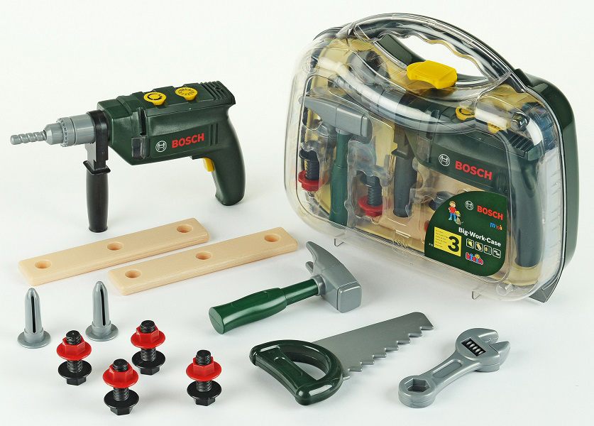 BOSCH Werkzeugkoffer Rollenspielzeug Grün/Transparent (Kinderspielzeug)