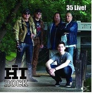 Album borító: Hi Rock zenekar a fahídon. Öt férfi pózol. Szöveg 35 Live!