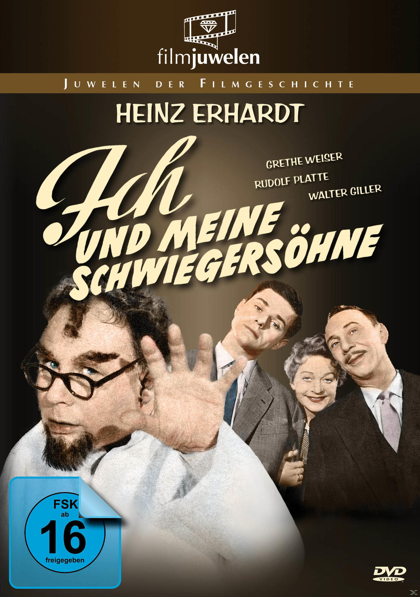 DVD-Cover für den deutschen Film 'Ich und meine Schwiegersöhne', mit mehreren Personen.