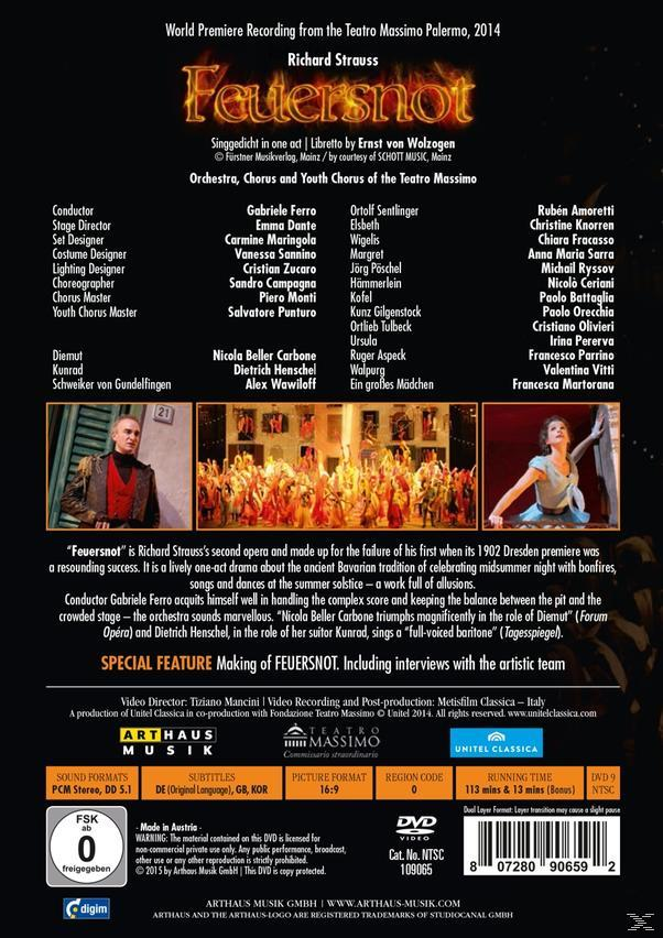 Orchestra, Chorus And Youth Chorus Of The Teatro Massimo, Valentina Vitti, Christine Knorren, Irina Pererva, Anna Maria Sarra, Francesco Parrino, Paolo Battaglia, Nicolo Ceriani, Michail Ryssov, Rubén Amoretti, Paolo Orecchia, Chiara Fracasso, Dietrich Henschel, Christiano Olivieri, Nicola Beller Carbone, Alex Wawiloff - Feuersnot  - (DVD)