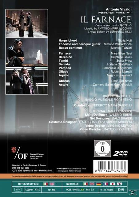 VARIOUS, Orchestra Of The Maggio Musicale Fiorentino - Il Farnace  - (DVD)