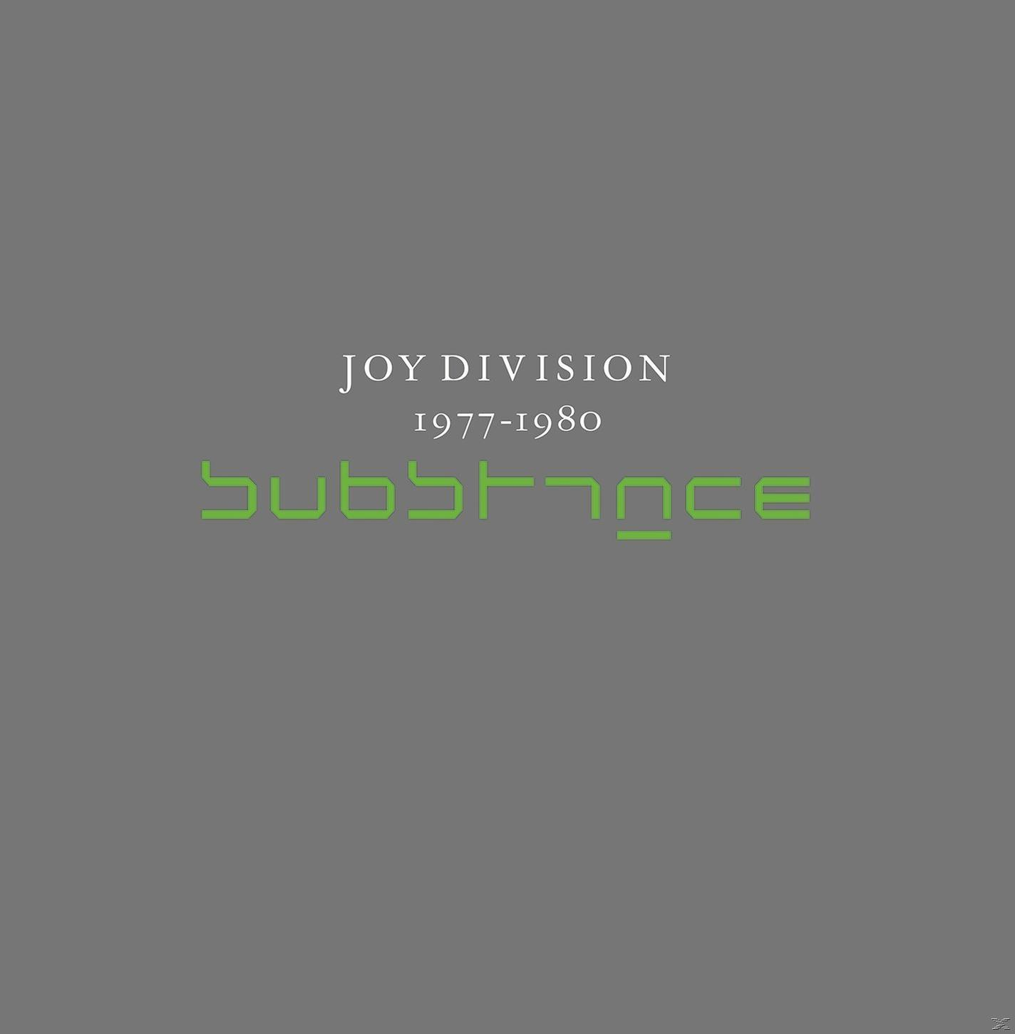 Albumcover mit grünem Text: 'JOY DIVISION' und 'SUBSTANCE'.