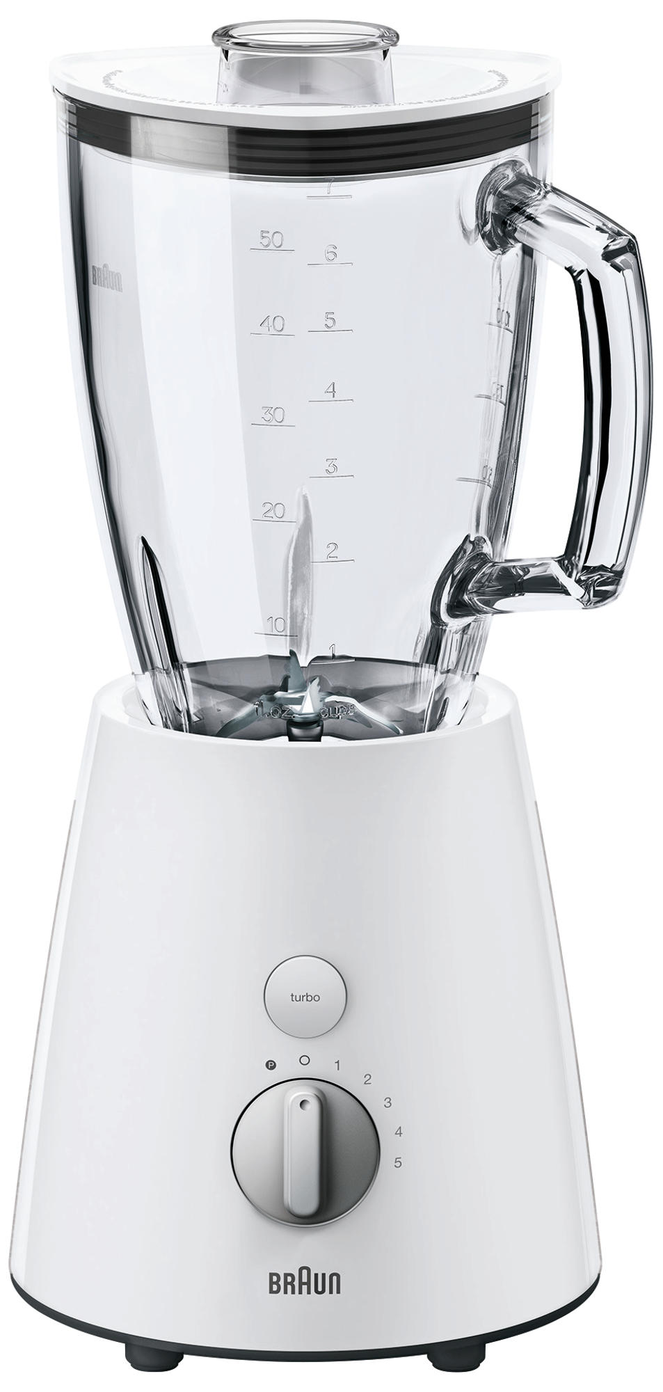 Batidora de vaso - Braun JB 3060 WH Potencia 800W, Vaso de cristal 1.75L, 5 Velocidades