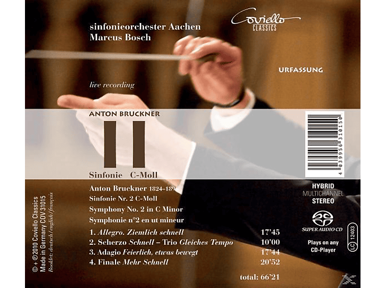Thumbnail - Sinfonieorchester Aachen - Bruckner: Sinfonie Nr.2 C-moll (Urfassung) [Hybrid Sacd] (SACD Hybrid)