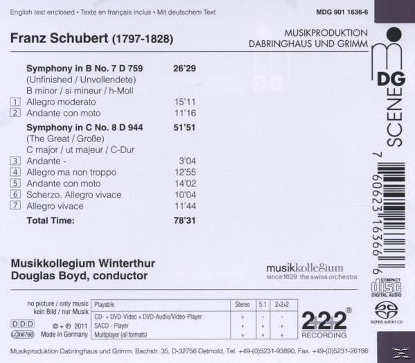 Musikkollegium Winterthur, Douglas Boyd - Sinfonien 7 & 8  - (SACD Hybrid)