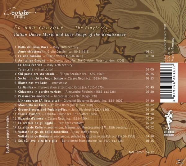 The Playfords - Fa Una Canzone-Ital.Tanzmusik & Liebeslieder  - (CD)