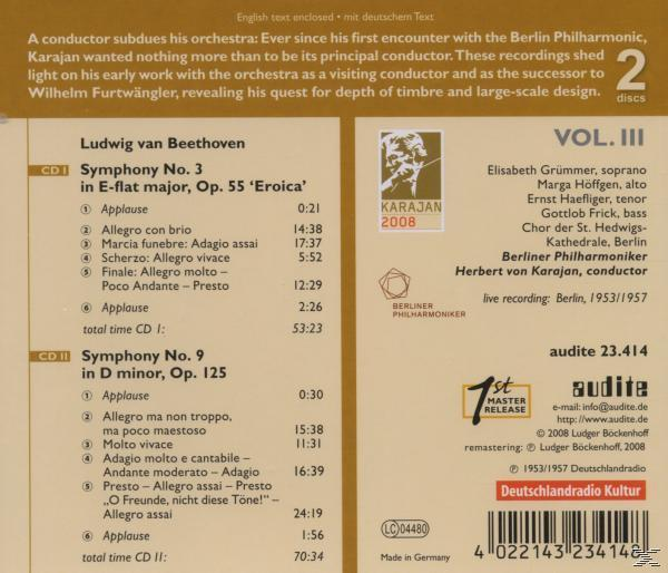 VARIOUS, Herbert Von/bp Grümmer/höffgen/karajan - Sinfonien 3 & 9  - (CD)