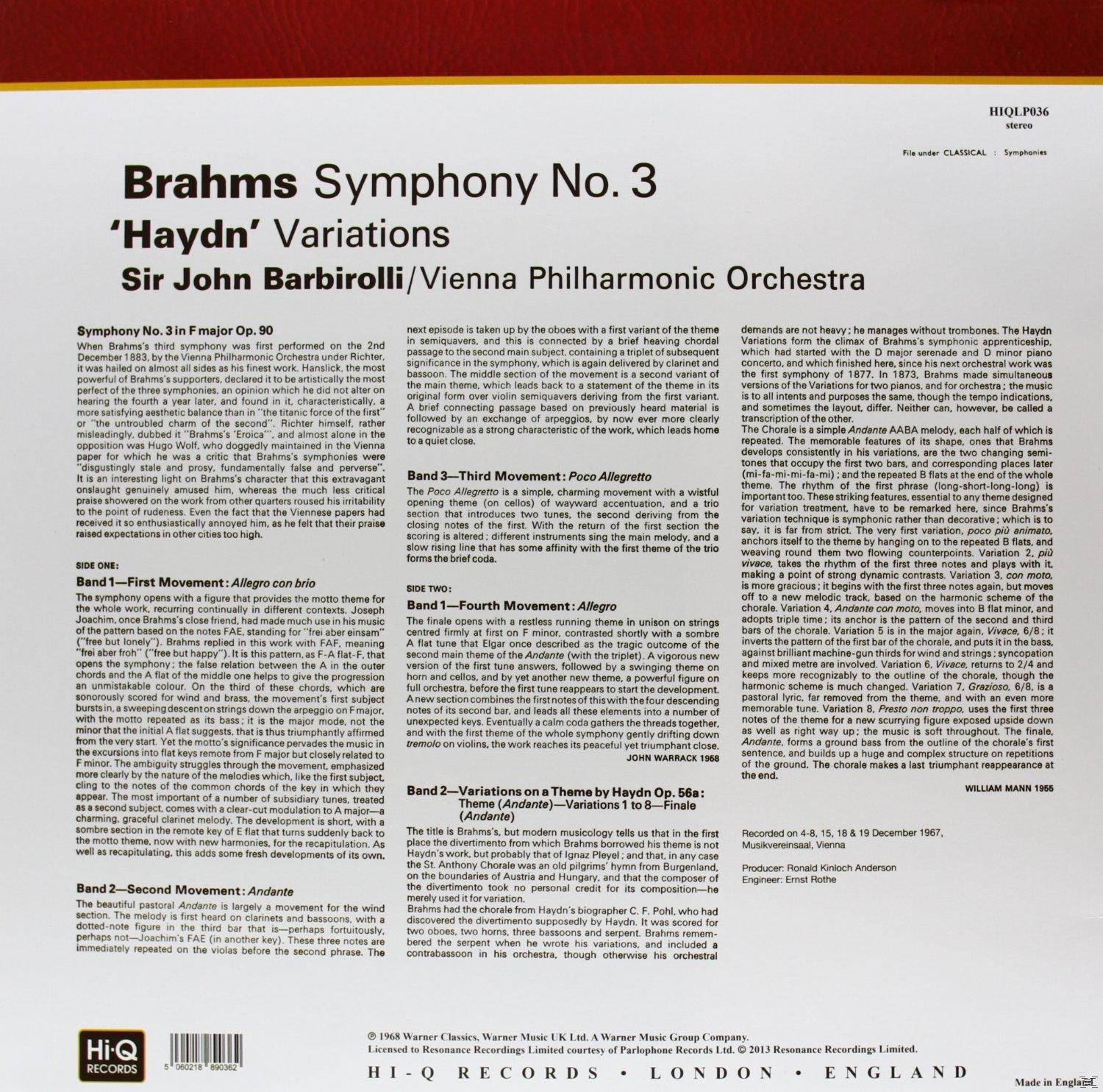 Barbirolli, - John Wiener Philharmoniker Brahms/Sinfonie 3 - (Vinyl)