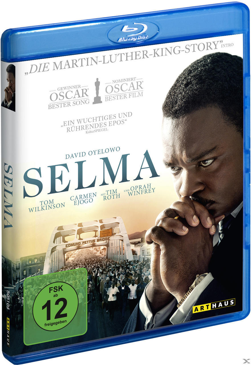 Blu-ray-Hülle von Selma. David Oyelowo ist zu sehen, mit einer Brücke und Text.