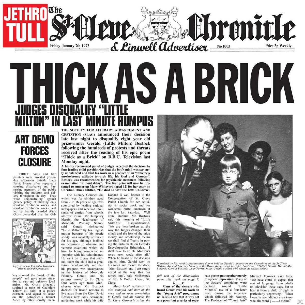 Titelseite der Zeitung: Jethro Tull, Überschrift 'Thick as a Brick'.