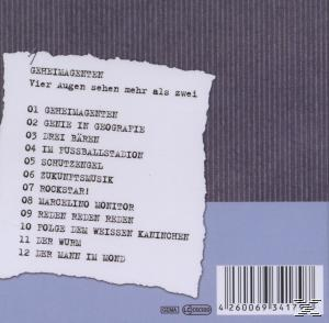 CD-Rückseite mit Trackliste auf zerrissenem Papier, schwarz-blauem Hintergrund und Barcode.