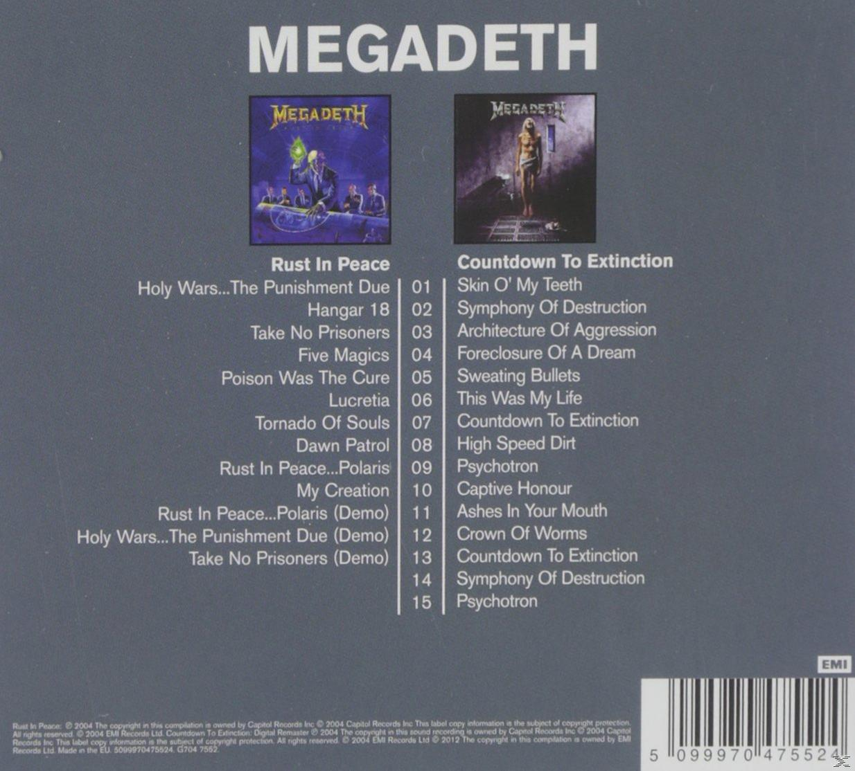 Megadeth album CD-borítója, két album borítóval és számlistával.