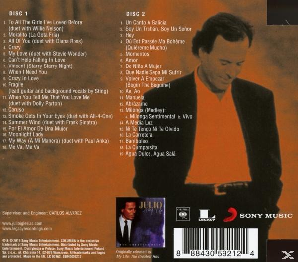 Die Rückseite einer CD-Hülle, mit zwei sichtbaren Discs. Enthält einen Mann und eine Titelliste.