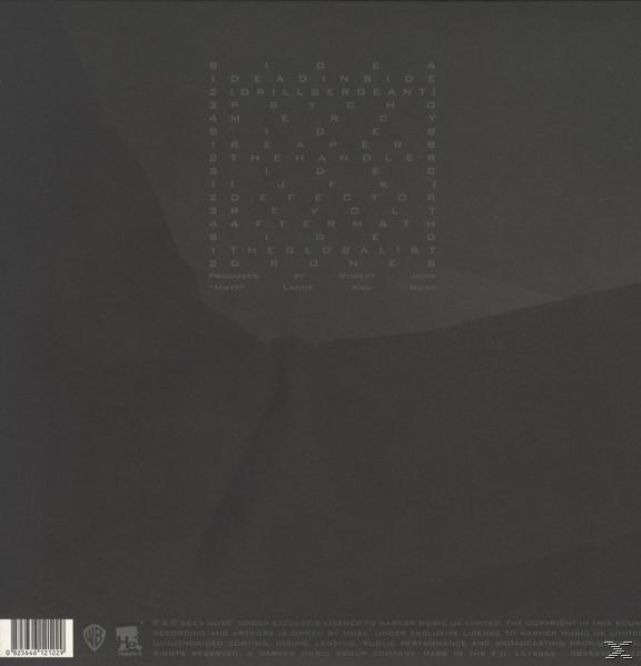 Schwarzes Albumcover mit einer Liste von Titeln und Credits.