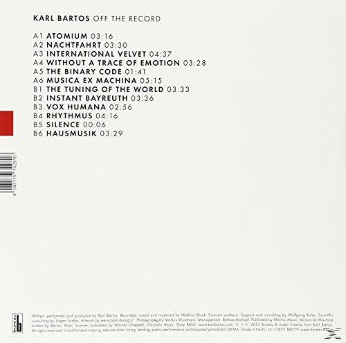 Albumcover mit Titelliste und Künstler Karl Bartos.