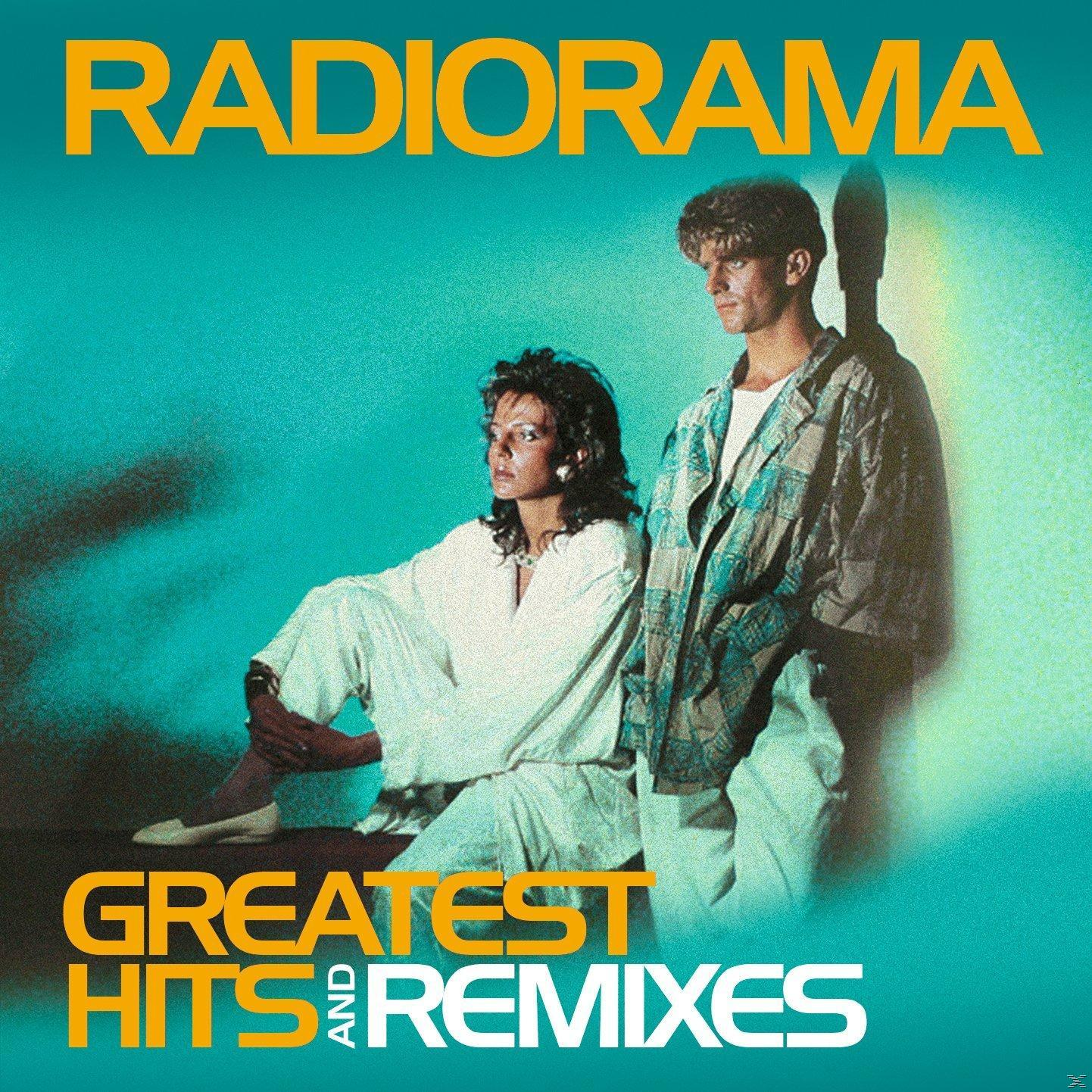 Albumcover mit zwei Personen, Text 'RADIORAMA' und 'GREATEST HITS AND REMIXES'.