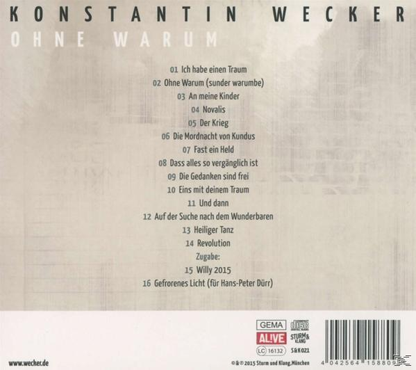 Rückseite einer CD-Hülle mit Titellisten und Text. Weißer Hintergrund.