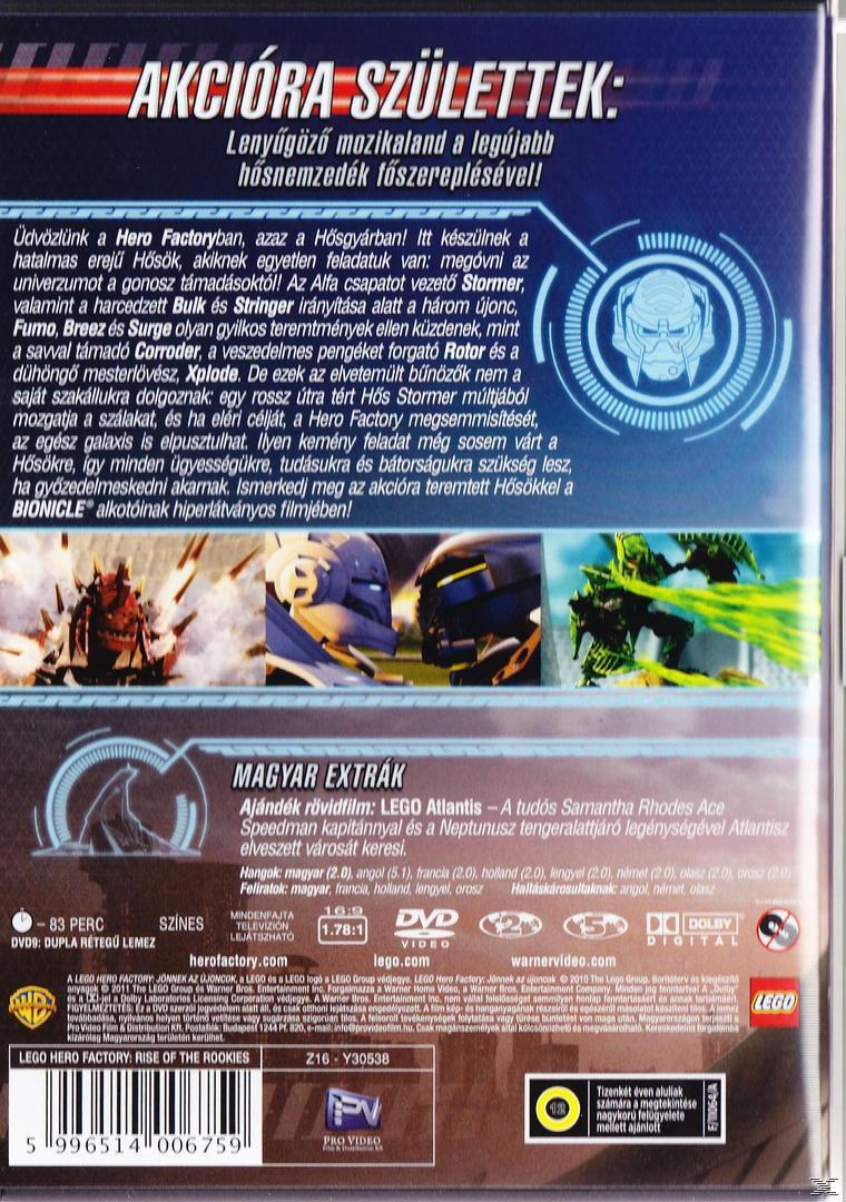 DVD borító magyar szöveggel: LEGO Hero Factory, akciójelenetek, hősök és gonosztevők.