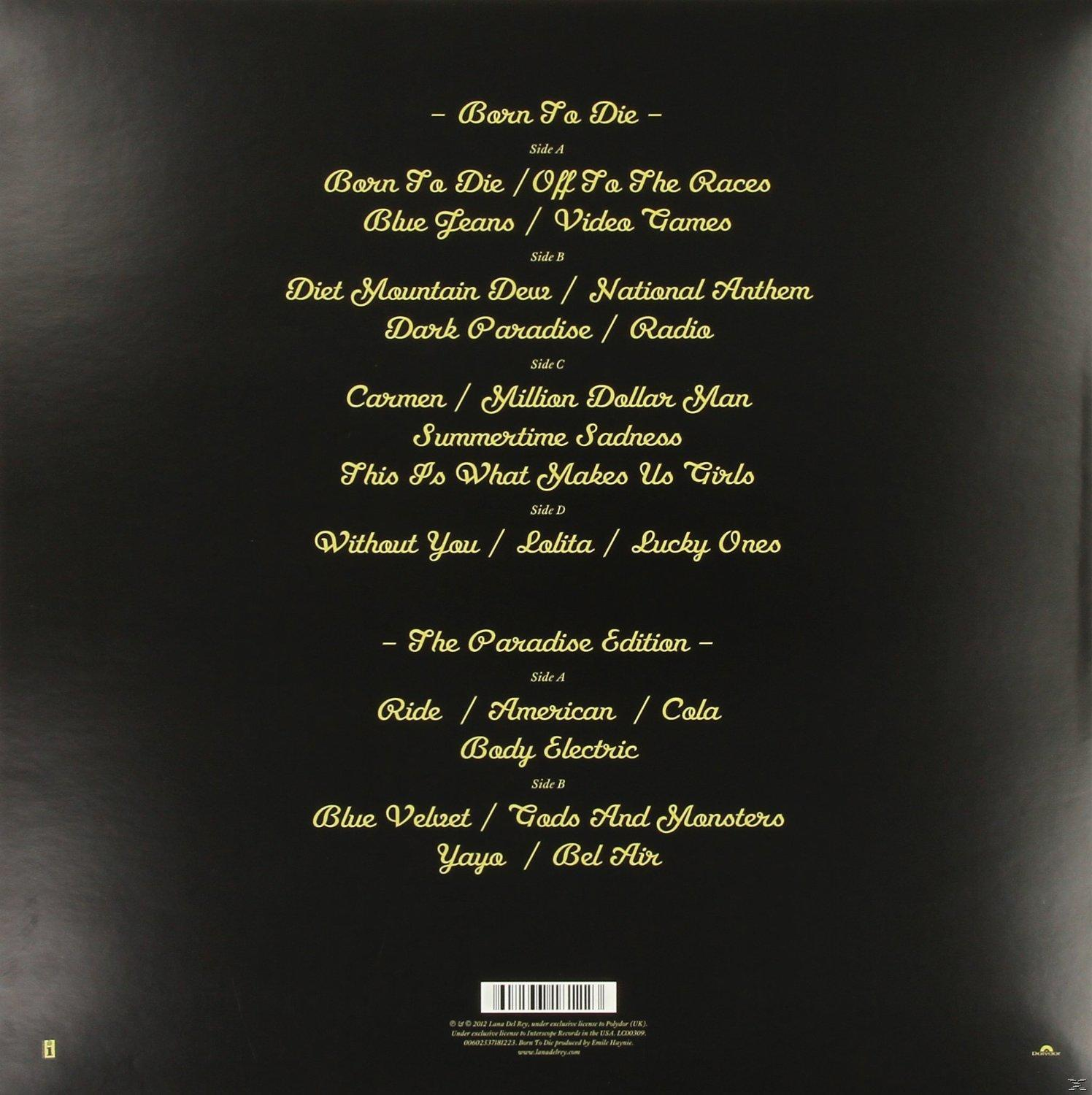 Album számlista. Az arany szöveg sötét háttéren, az A, B, C és D oldalak listájával.