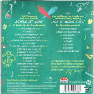 Rückseite einer Kinder-CD mit Illustrationen und einer Titelliste auf Deutsch.