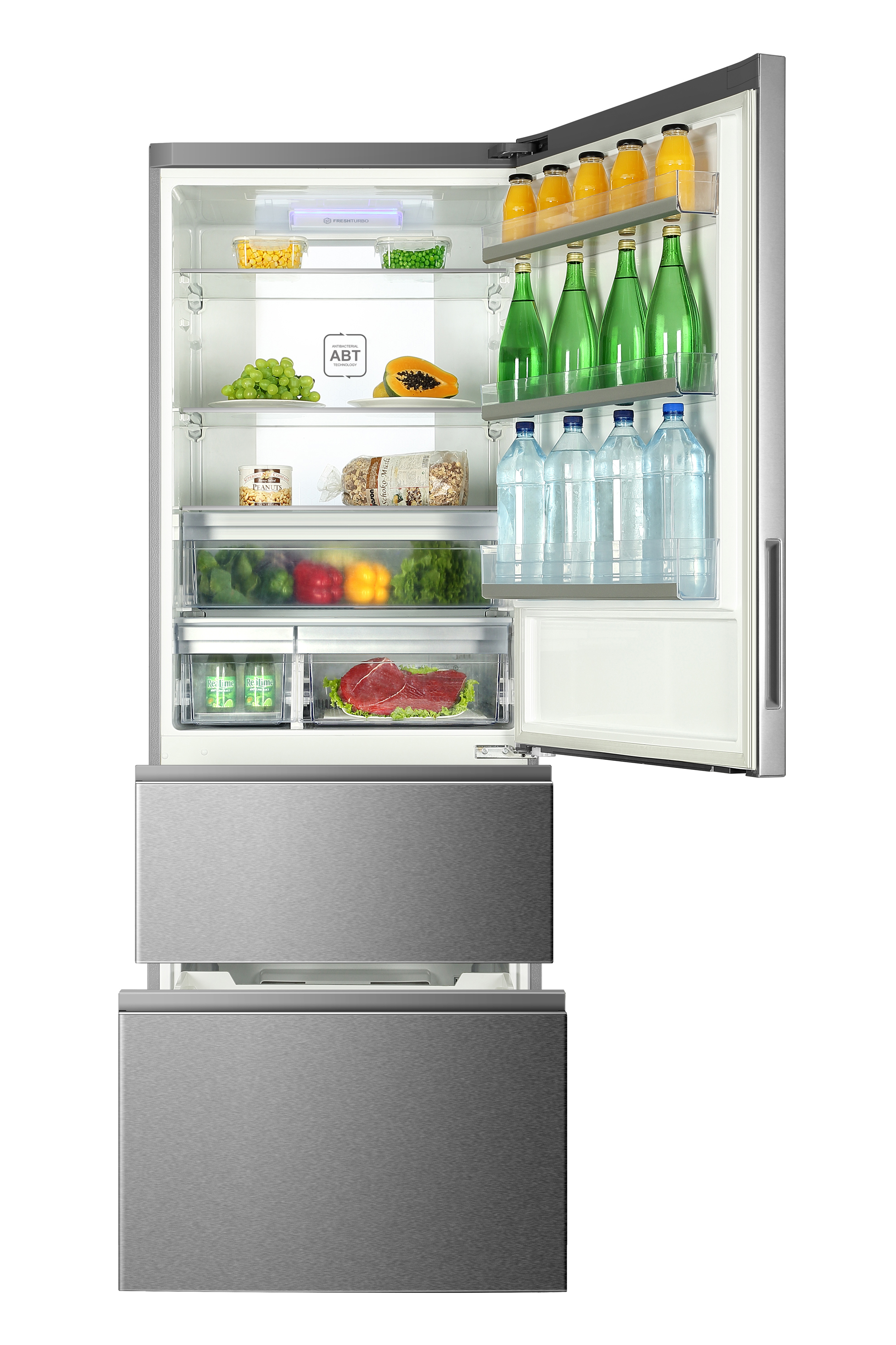 HAIER Kühl-/Gefrierkombination A3FE-742CMJ Kühlgefrierkombination (E, 463 l, 1900 mm hoch, Standgerät, Edelstahl)