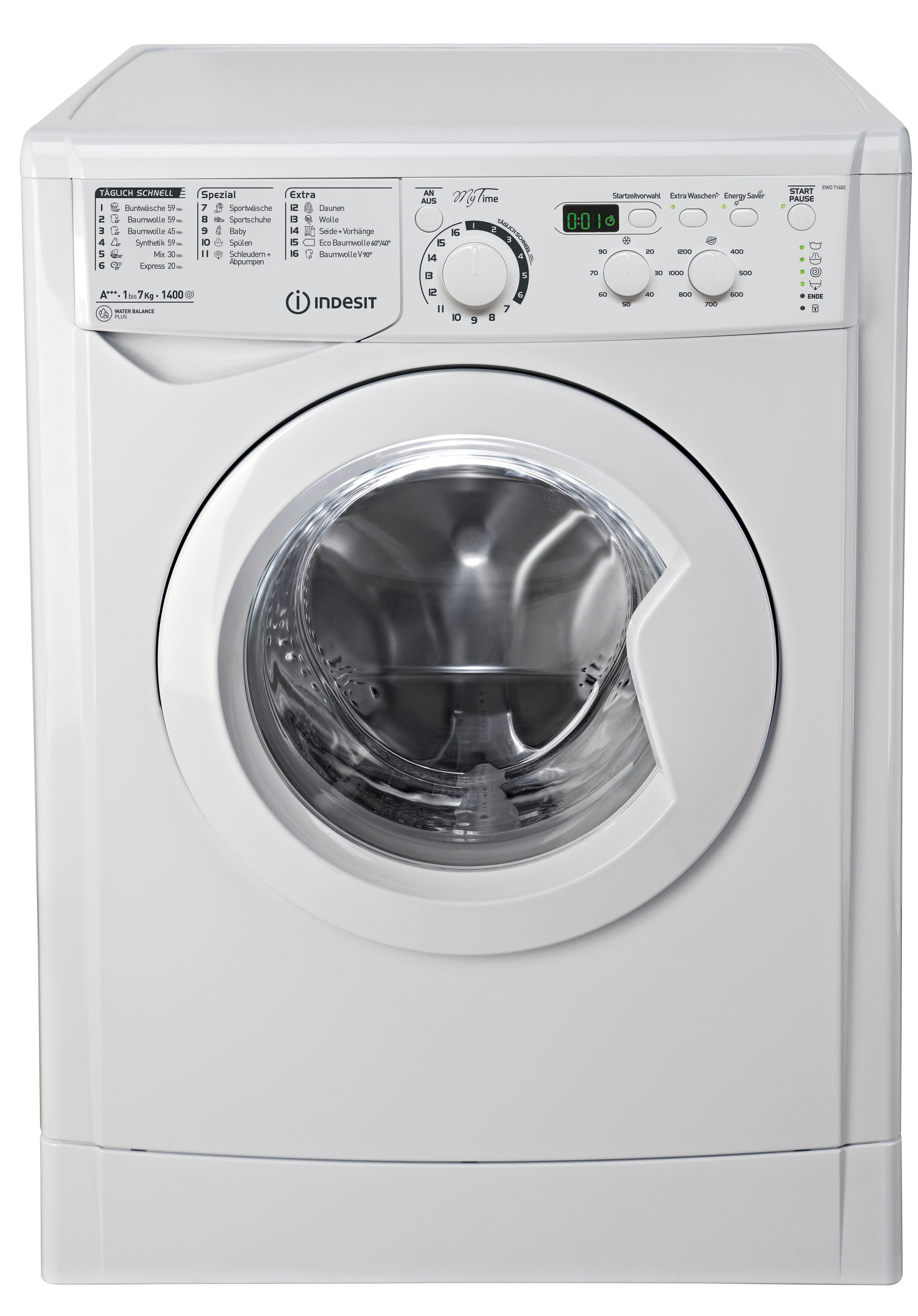 INDESIT EWD71483WDE Waschmaschine Weiß Frontlader 7 kg 1400 U/Min. Waschmaschine (7 kg, Frontlader)