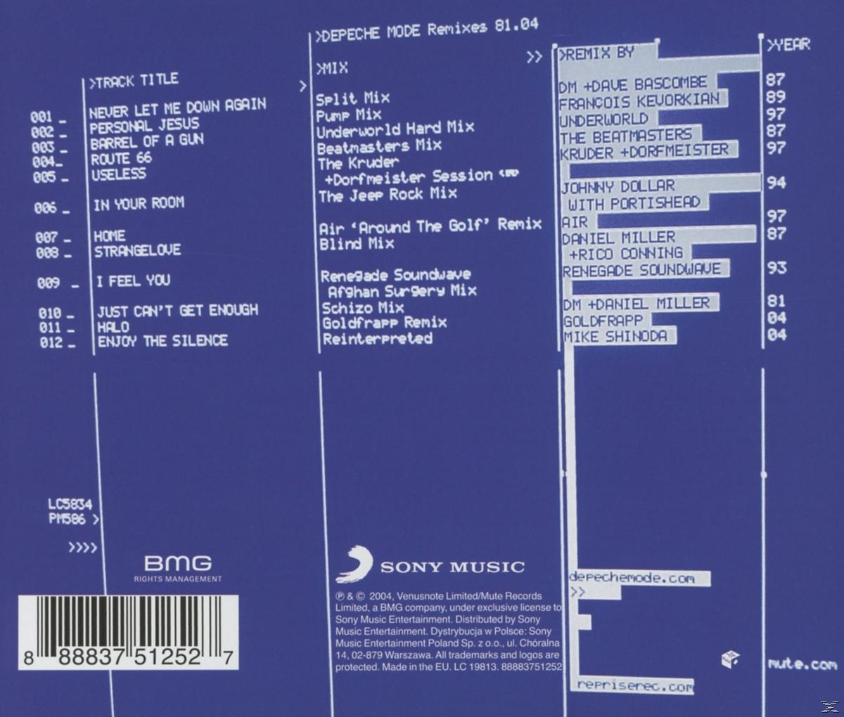 Depeche Mode Album-Rückseite. Titelliste, Credits und Bandlogo sind sichtbar.
